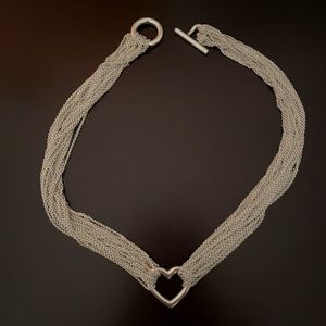 Tiffany’s sterling silver multi chain open heart toggle necklace